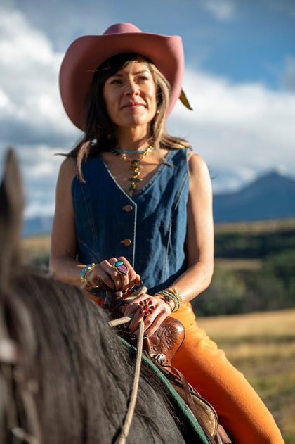 Cobalto Calcite & Turquoise Ring Adjustable Size