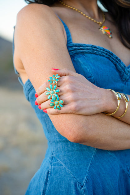 Desert Bloom Turquoise Flower Ring