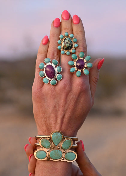 Desert Bloom Ruby, Campitos Turquoise & Sterling Silver Ring