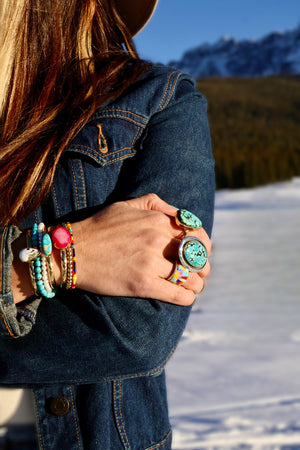 Turquoise & Gold Alchemia Cuff Bracelet  H39