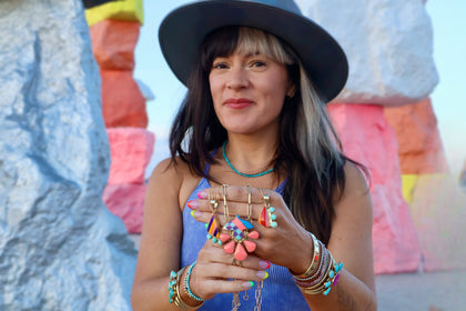 Electric Desert Necklace Vintage Pool Ball & Amazonite