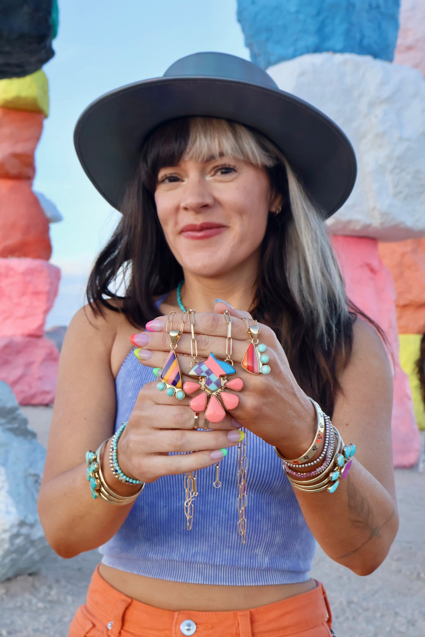 Electric Desert Necklace Vintage Pool Ball & Amazonite E30