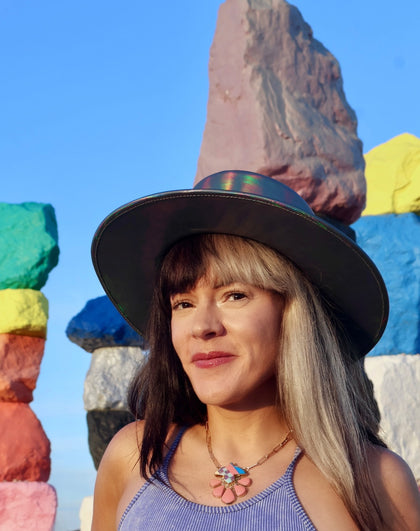 Electric Desert Thunderbird Necklace Vintage Pool Ball & Opal