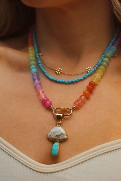 Orange Knotted Necklace with Charm Clasp