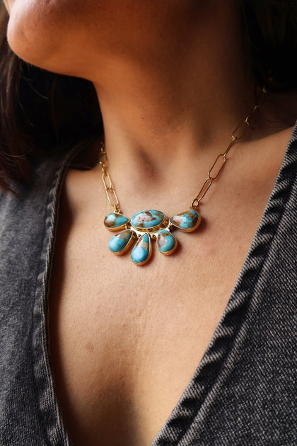 Electric Desert Royston Turquoise Bloom Necklace