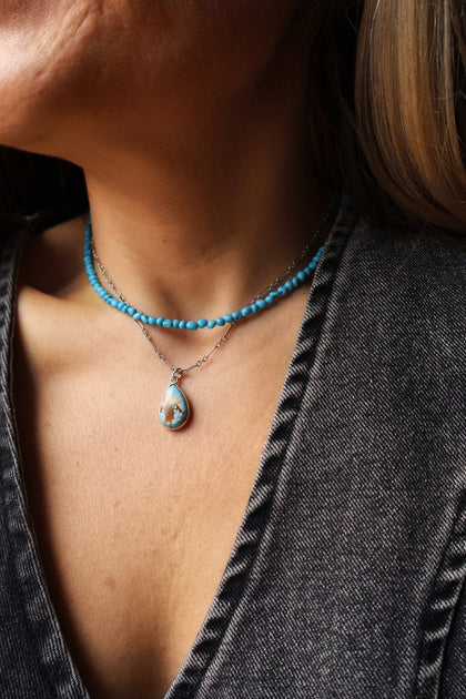Royston Turquoise Dainty Necklace in Sterling Silver