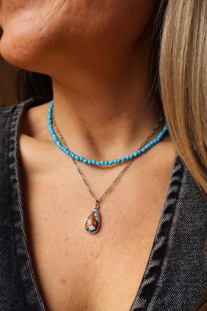 Royston Turquoise Dainty Necklace in Sterling Silver