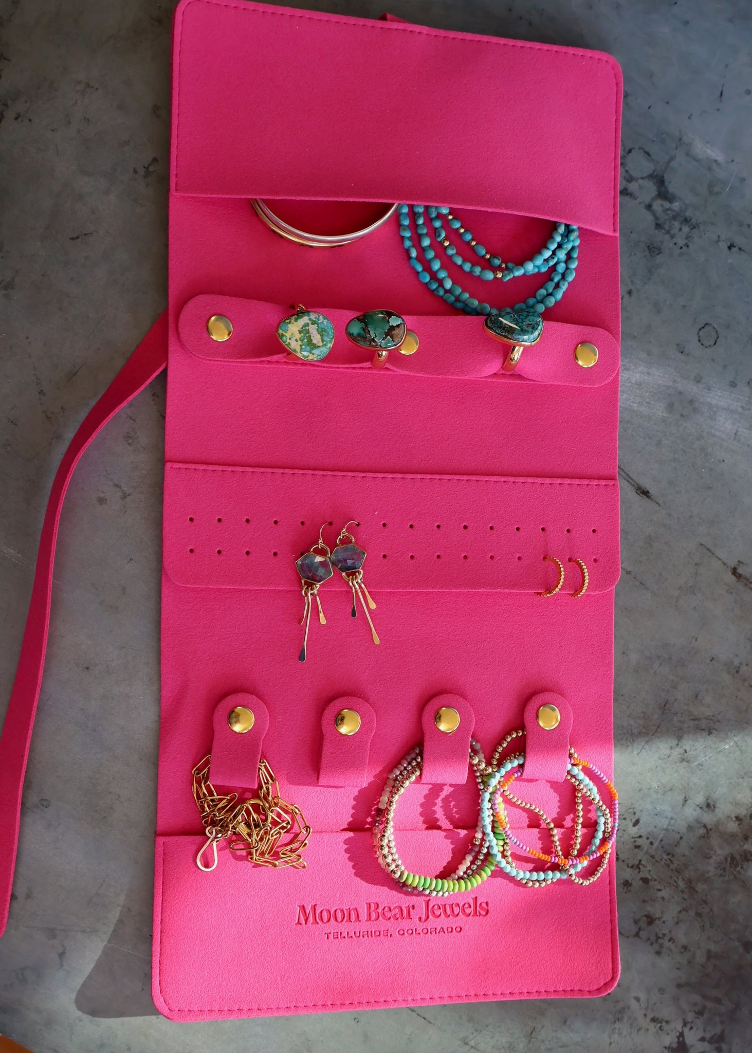 Hot Pink Moon Bear Jewels Travel Organizer