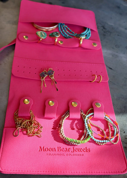 Hot Pink Moon Bear Jewels Travel Organizer