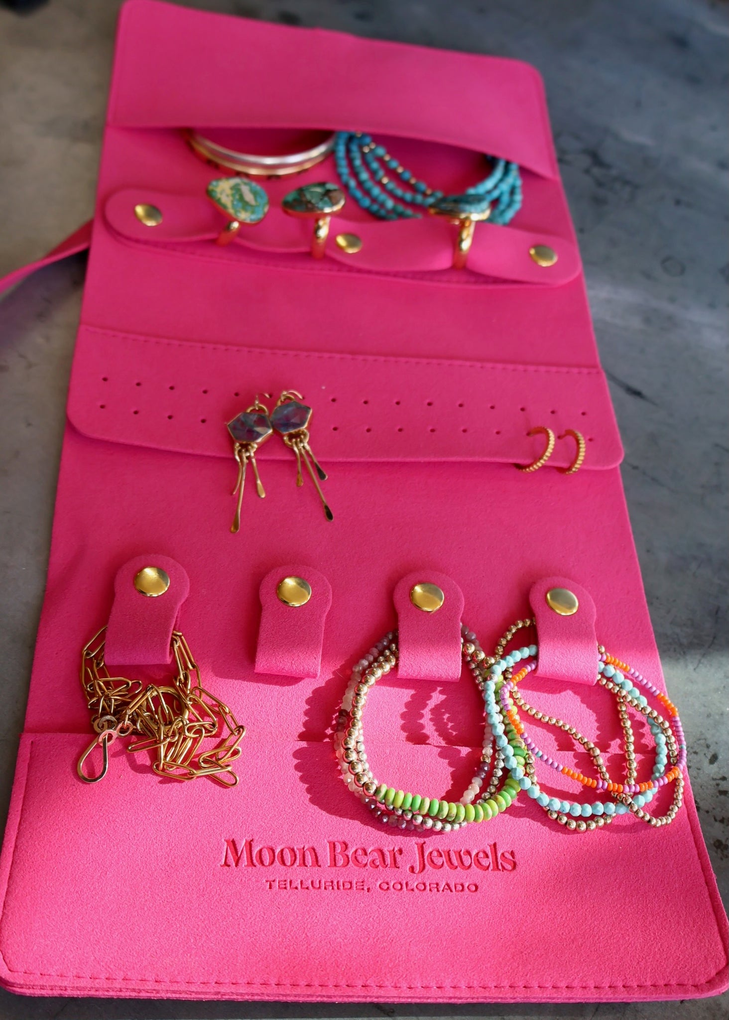 Hot Pink Moon Bear Jewels Travel Organizer