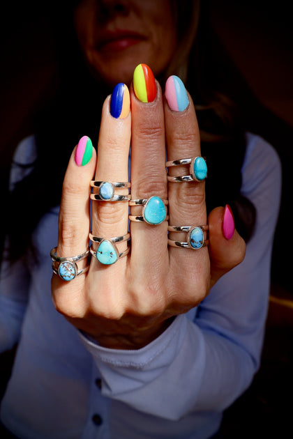 Golden Hills Turquoise Sterling Silver Cuff- Ring Adjustable