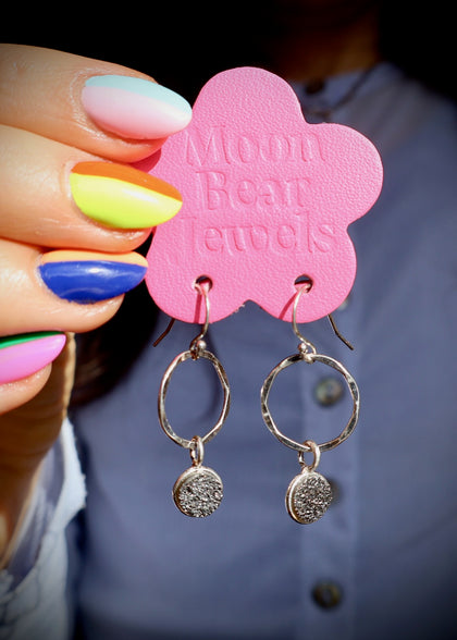 Sterling Silver & Black Druzy Mini Hoop Earring