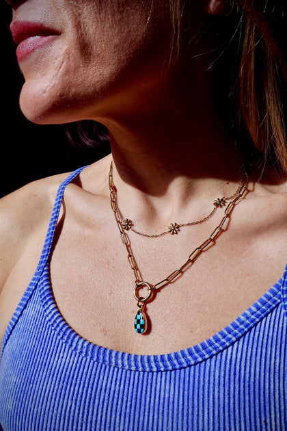 Turquoise Checkerboard Charm