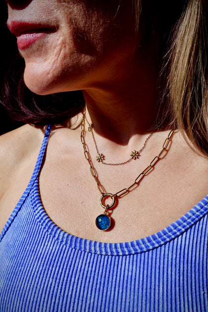 Neon Blue Apatite Crystal Doublet Charm