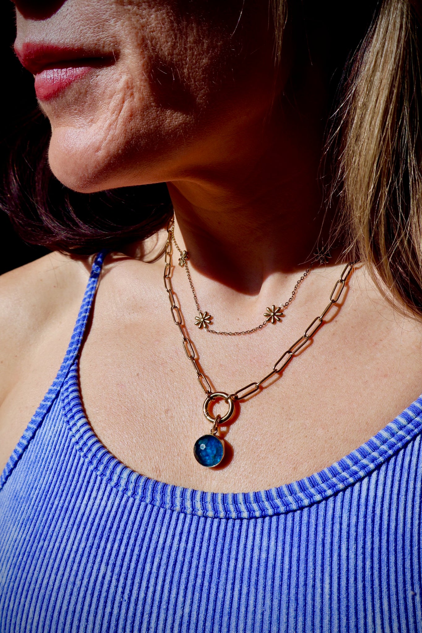 Neon Blue Apatite Crystal Doublet Charm HE47