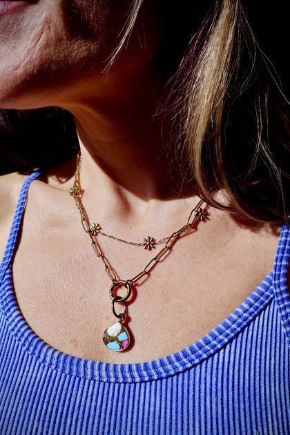 Abalone & Crystal Charm