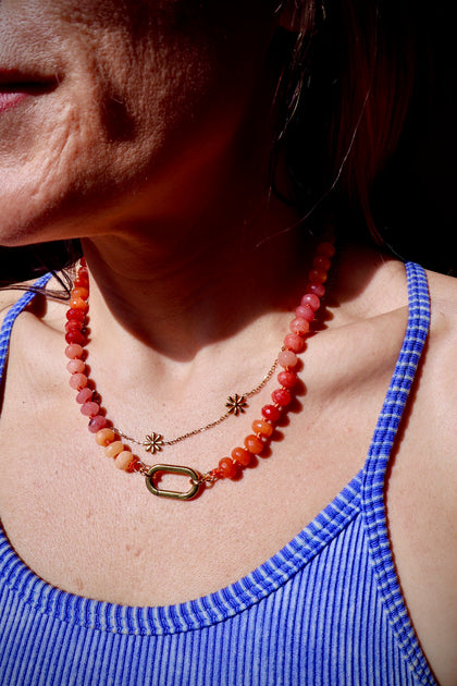 Orange Knotted Necklace with Charm Clasp