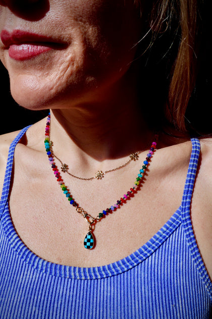 Turquoise Checkerboard Charm