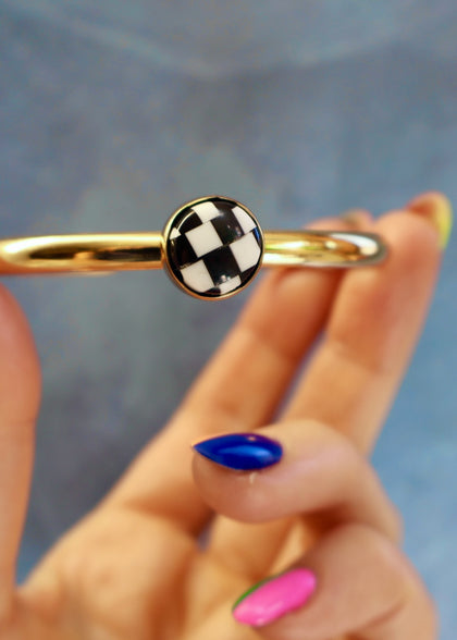 Checkerboard Pool Ball Cuff Bracelet