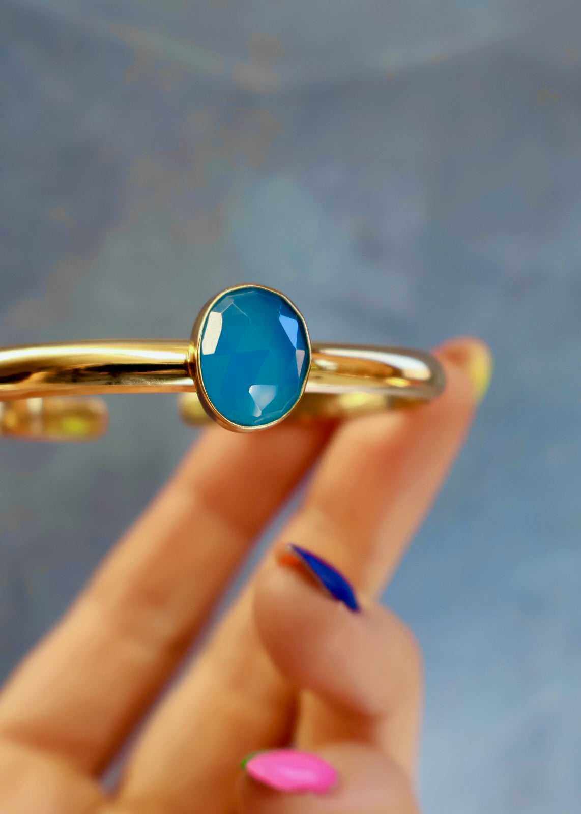 Blue Chalcedony Cuff Bracelet HE13