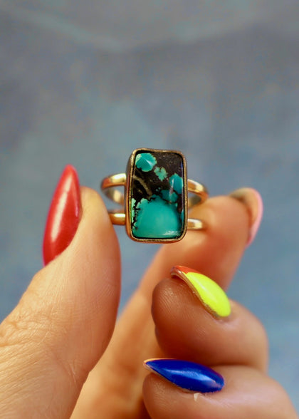 Cloud Mountain Turquoise Cuff Ring Adjustable