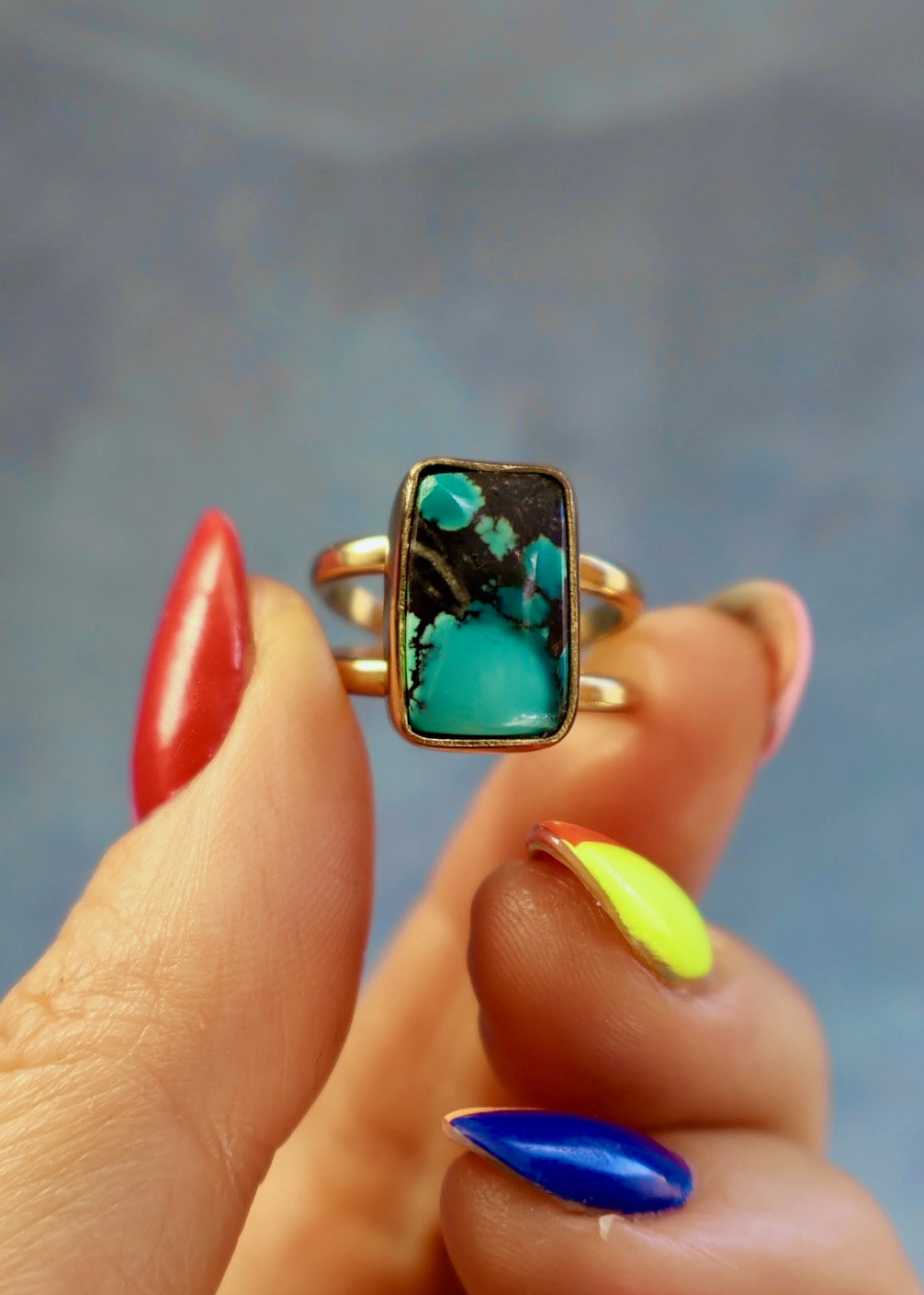 Cloud Mountain Turquoise Cuff Ring Adjustable HE24