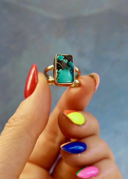 Cloud Mountain Turquoise Cuff Ring Adjustable