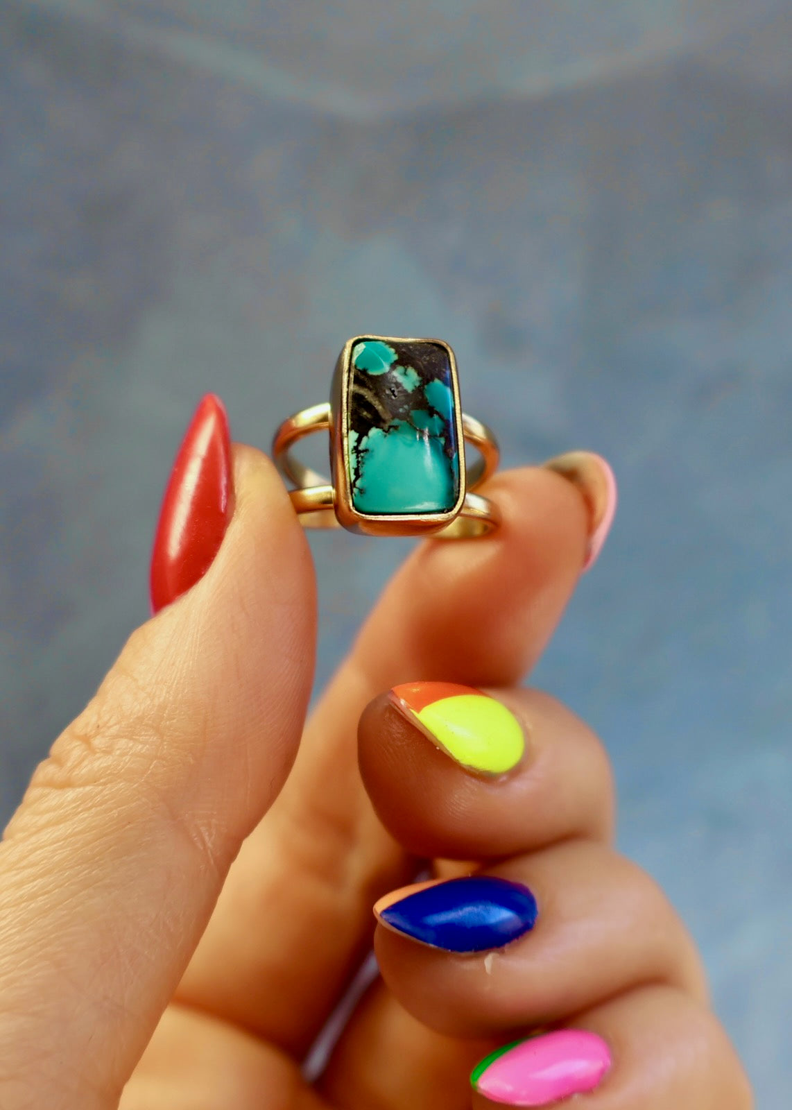 Cloud Mountain Turquoise Cuff Ring Adjustable HE24