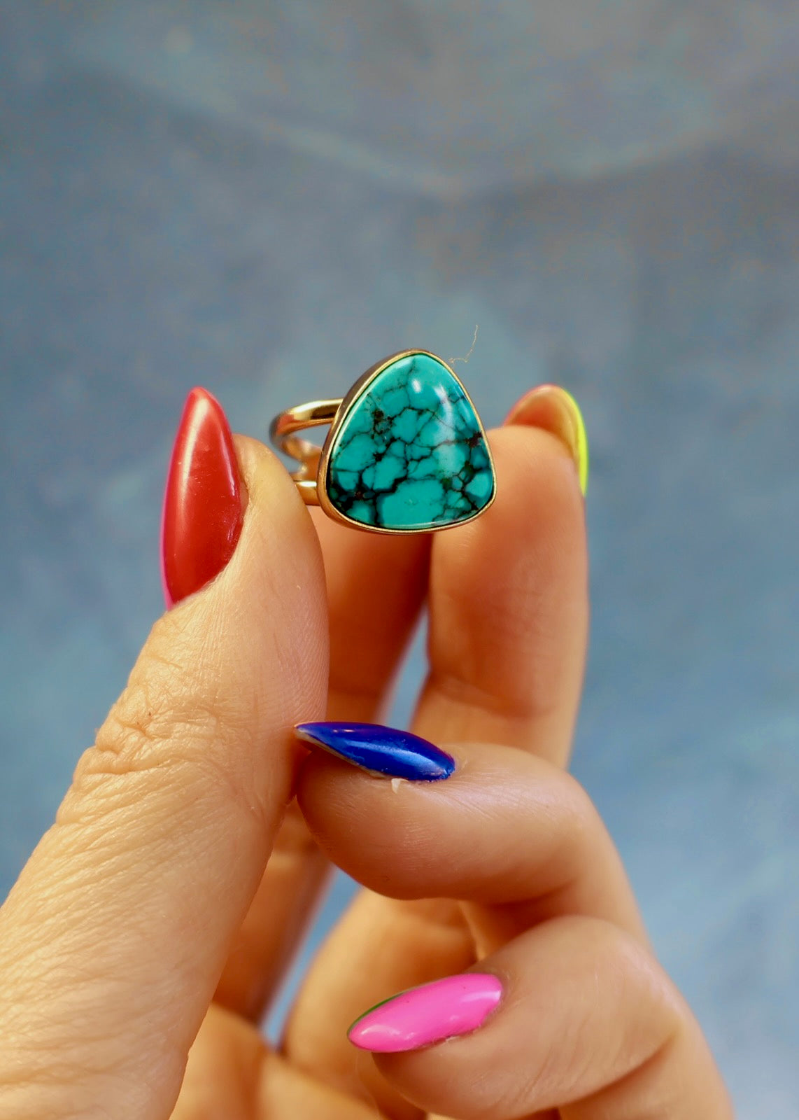 Cloud Mountain Turquoise Cuff Ring Adjustable HE25