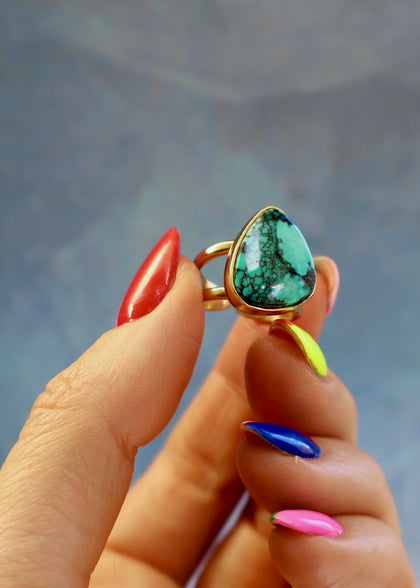 Cloud Mountain Turquoise Cuff Ring Adjustable