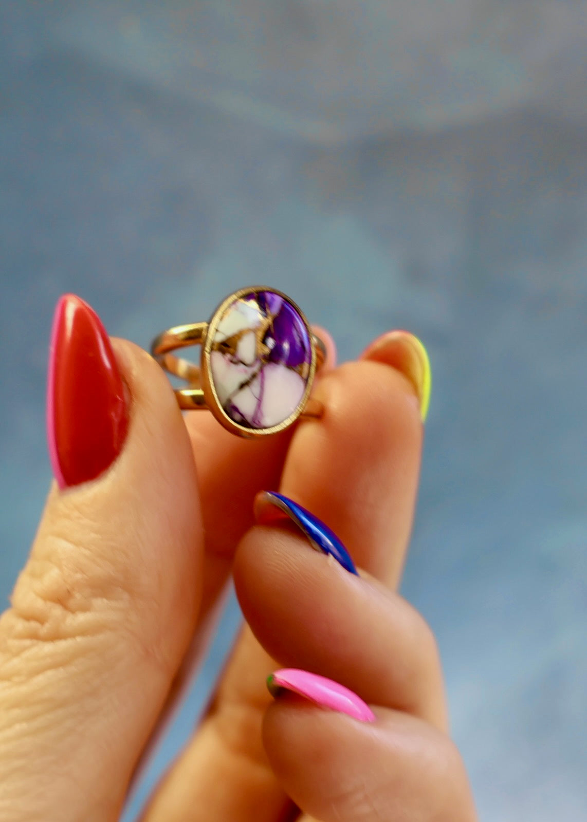 Purple Dahlia Cuff Ring Adjustable HE29