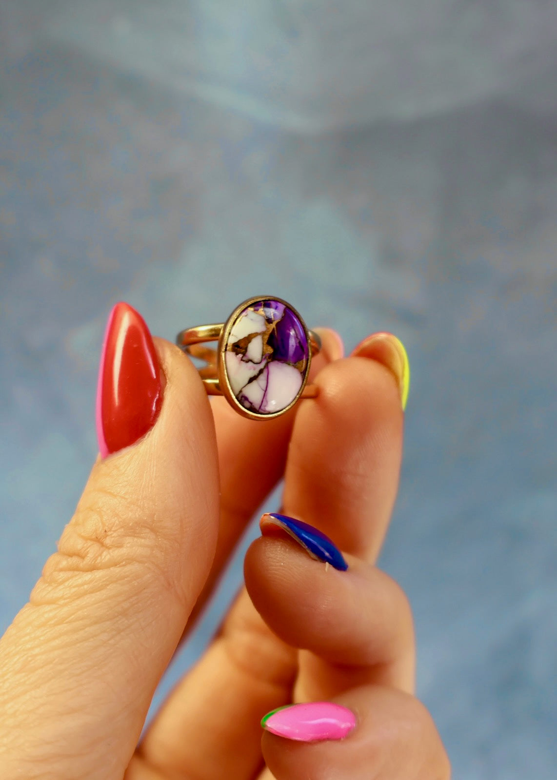 Purple Dahlia Cuff Ring Adjustable HE29