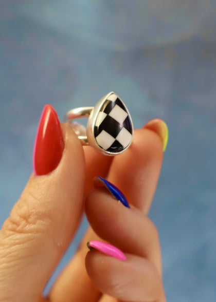 Checkerboard Cuff- Ring Adjustable