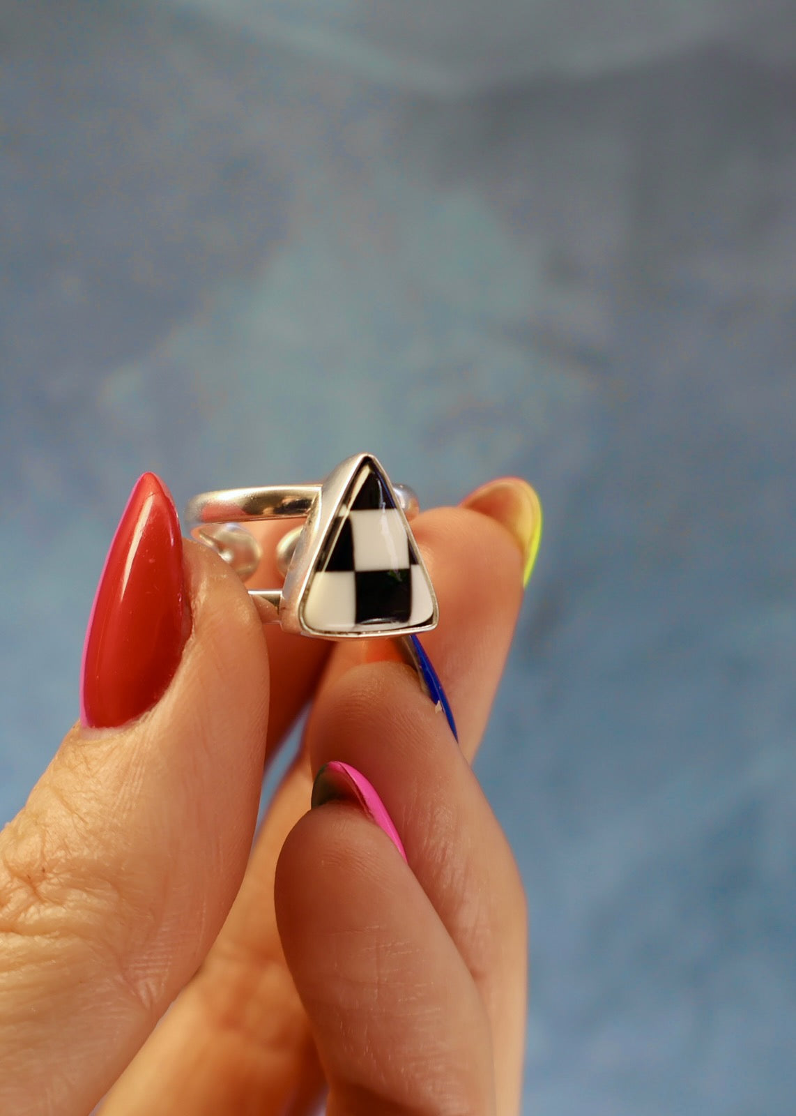 Checkerboard Cuff- Ring Adjustable HE17