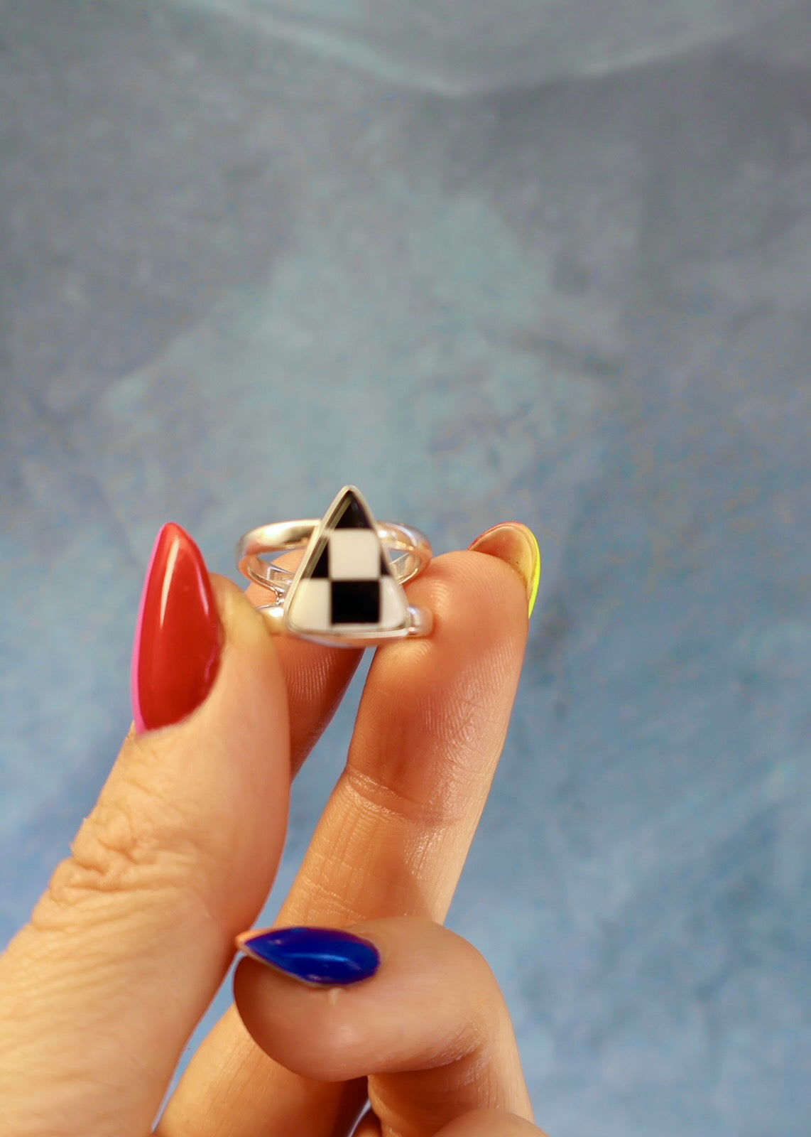 Checkerboard Cuff- Ring Adjustable HE17