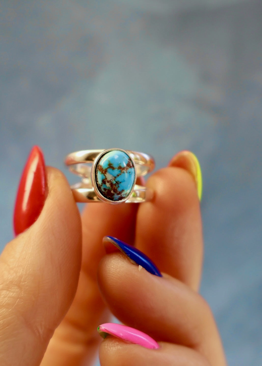 Golden Hills Turquoise Sterling Silver Cuff- Ring Adjustable HE18