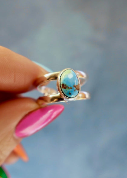 Golden Hills Turquoise Sterling Silver Cuff- Ring Adjustable