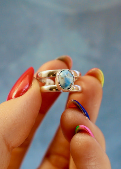 Golden Hills Turquoise Sterling Silver Cuff- Ring Adjustable