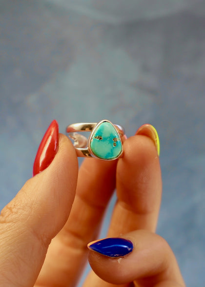 Campitos Turquoise Sterling Silver Cuff- Ring Adjustable