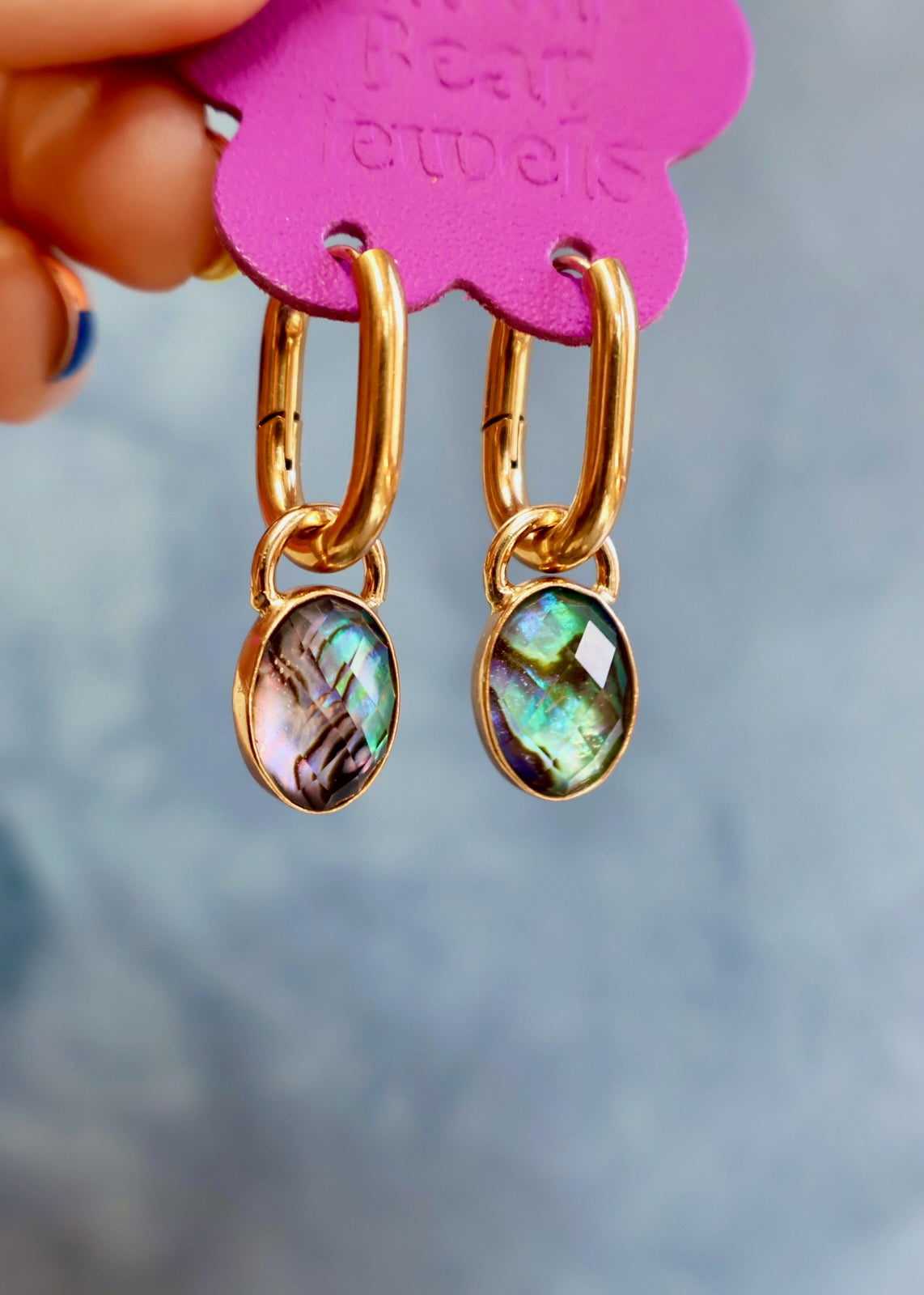 Crystal Abalone Two Way Earring HE35