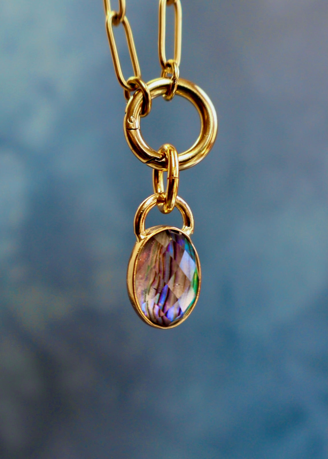 Abalone & Crystal Charm HE44