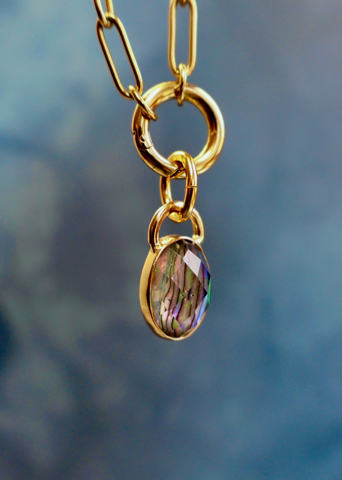 Abalone & Crystal Charm HE44