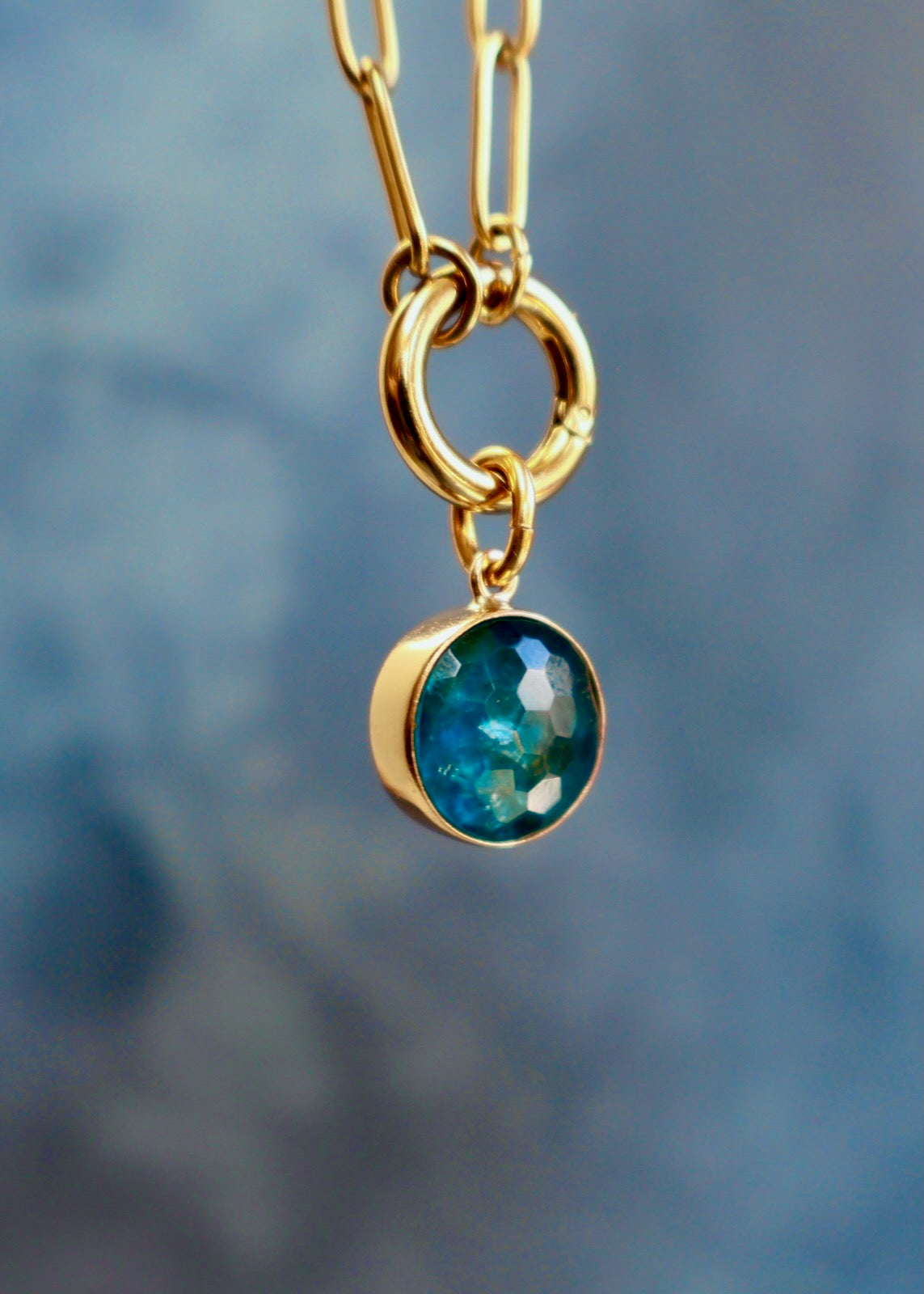 Neon Blue Apatite Crystal Doublet Charm HE47