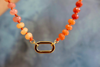 Orange Knotted Necklace with Charm Clasp