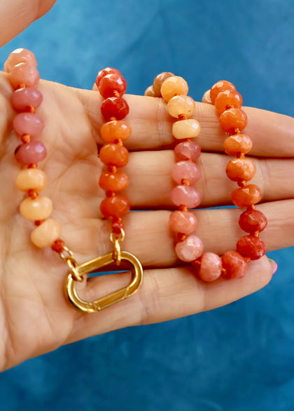 Orange Knotted Necklace with Charm Clasp