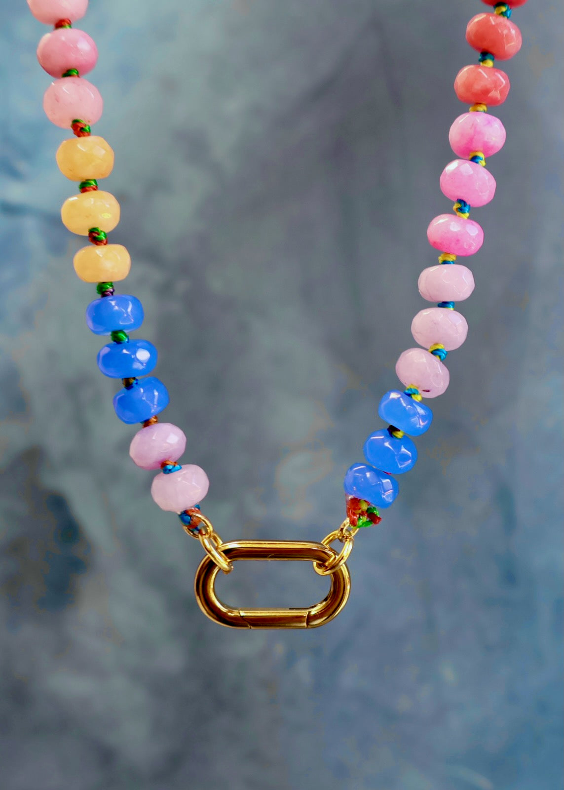 Charm Clasp Sherbert Knotted Necklace