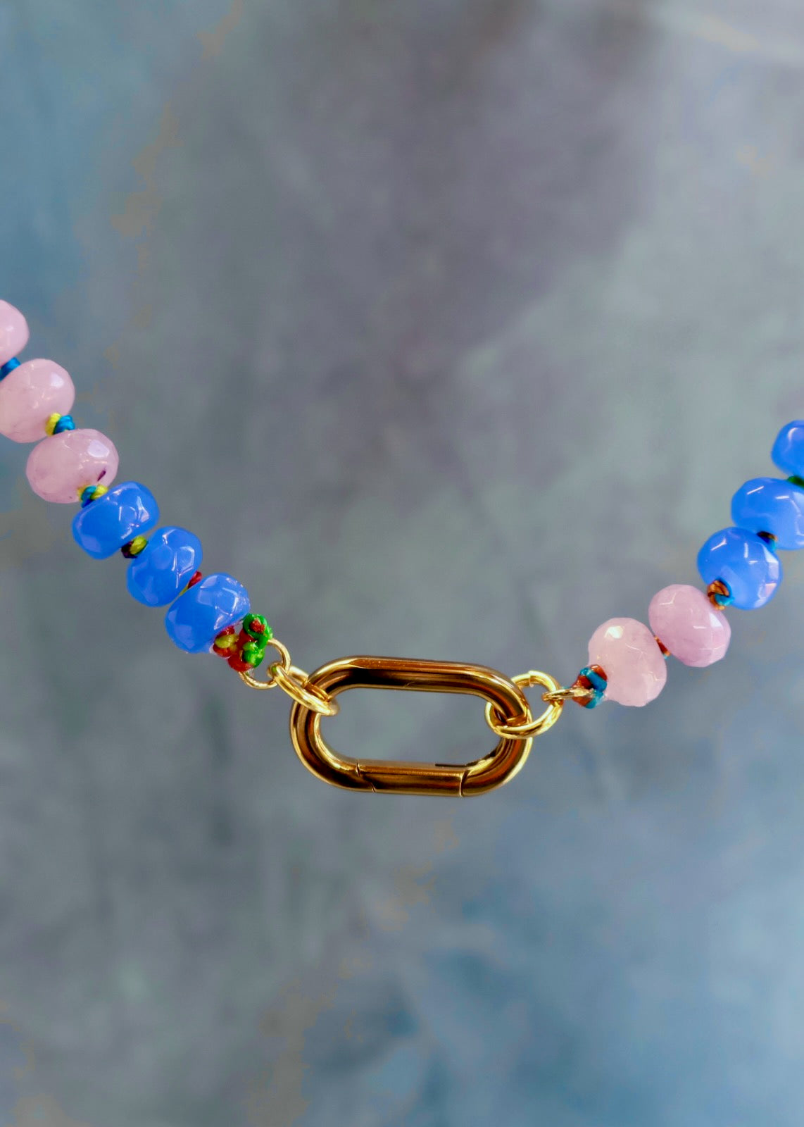 Charm Clasp Sherbert Knotted Necklace