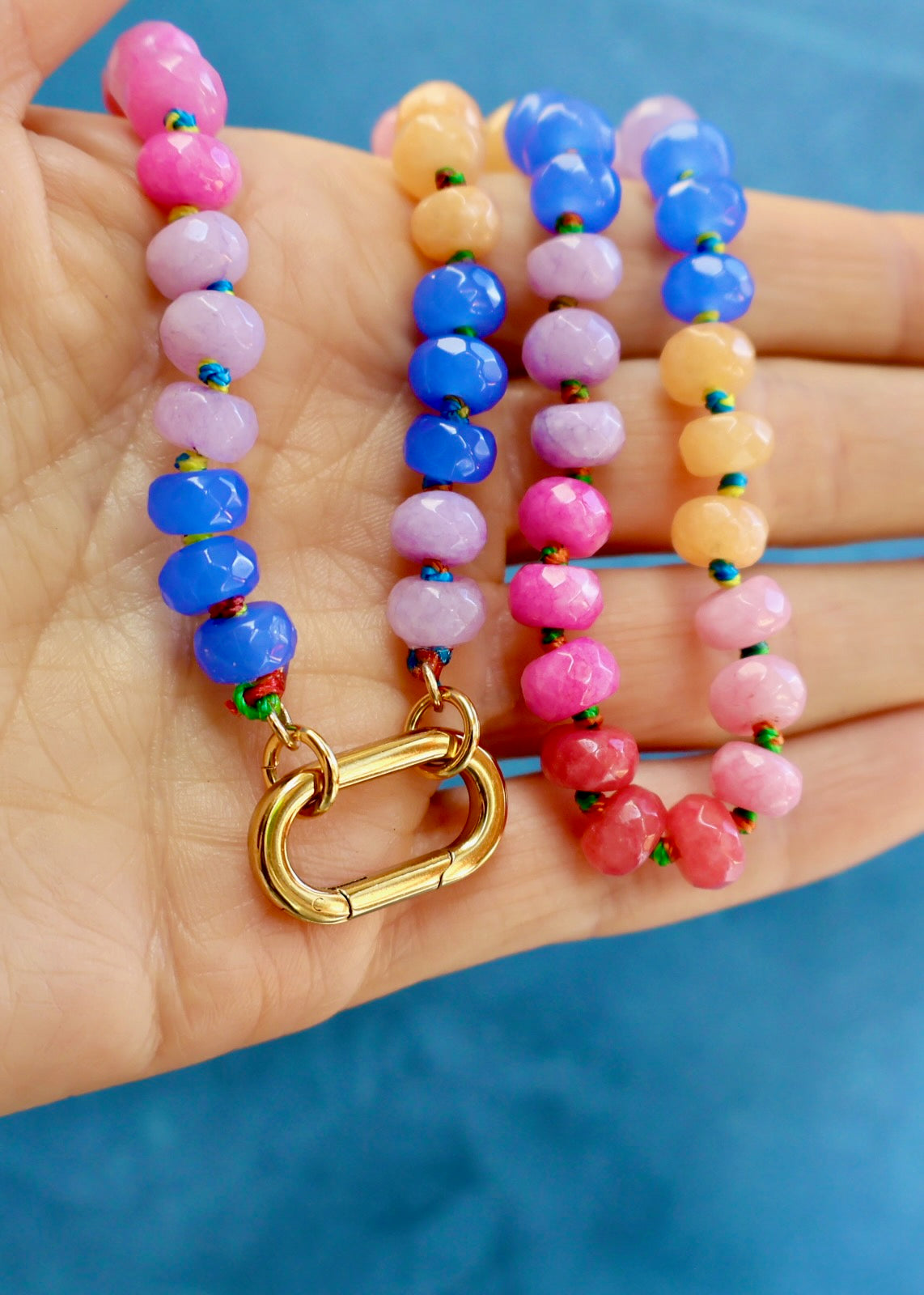 Charm Clasp Sherbert Knotted Necklace