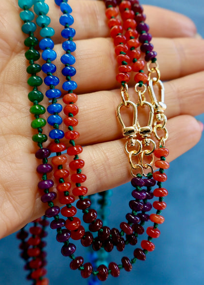 Charm Clasp Tiny Winter Jewel Tones Knotted Necklace