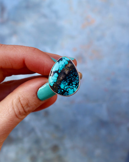 Cloud Mountain Turquoise set in Sterling Silver Adjustable Size